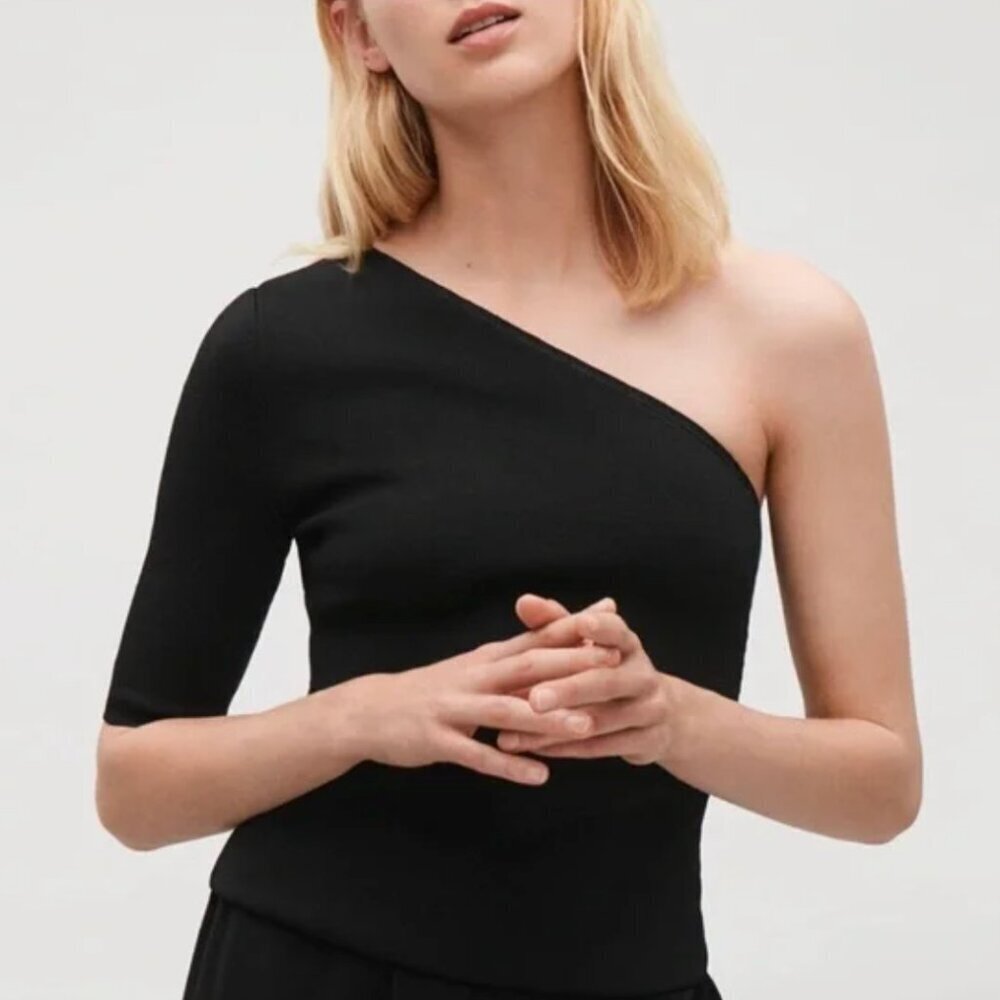 NWOT COS One Shoulder Heavyweight Knit Top Asymmetric Sweater Top, Size S